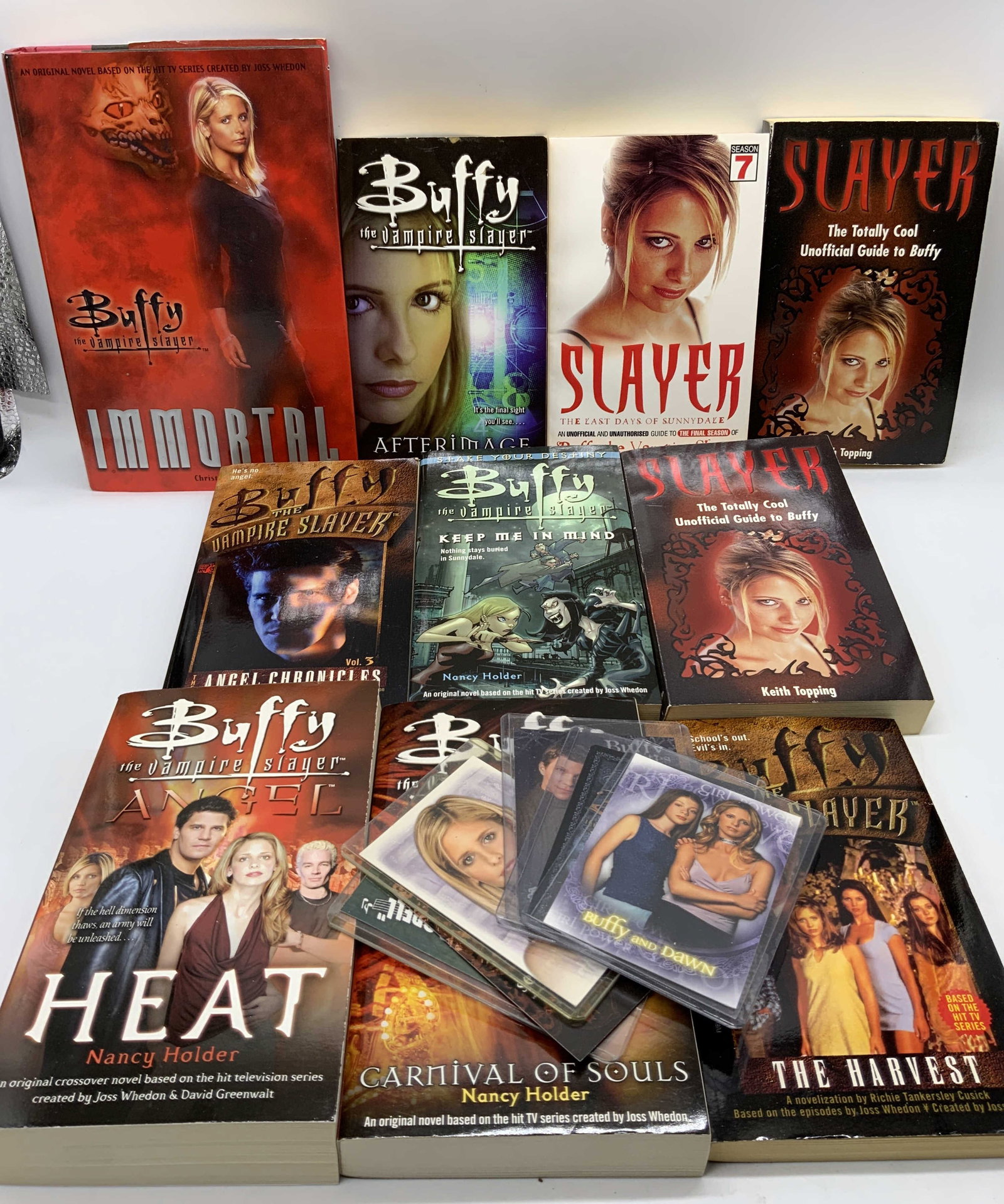10 Buffy A Vampire Slayer Novels 1999 HARVEST+: 10 Buffy A Vampire Slayer Novels 1999 HARVEST+ 10 paperback vampire novels including, Slayer by Keith Topping, Buffy Immortal by Christopher Golden & Nancy Holder, Buffy Afterimage by Pierce Askegren,