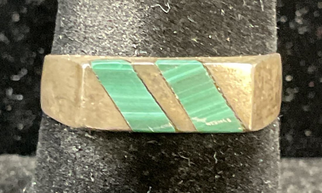 Vtg Sterling Silver Malachite Ring, Mexico (1 of 6)
