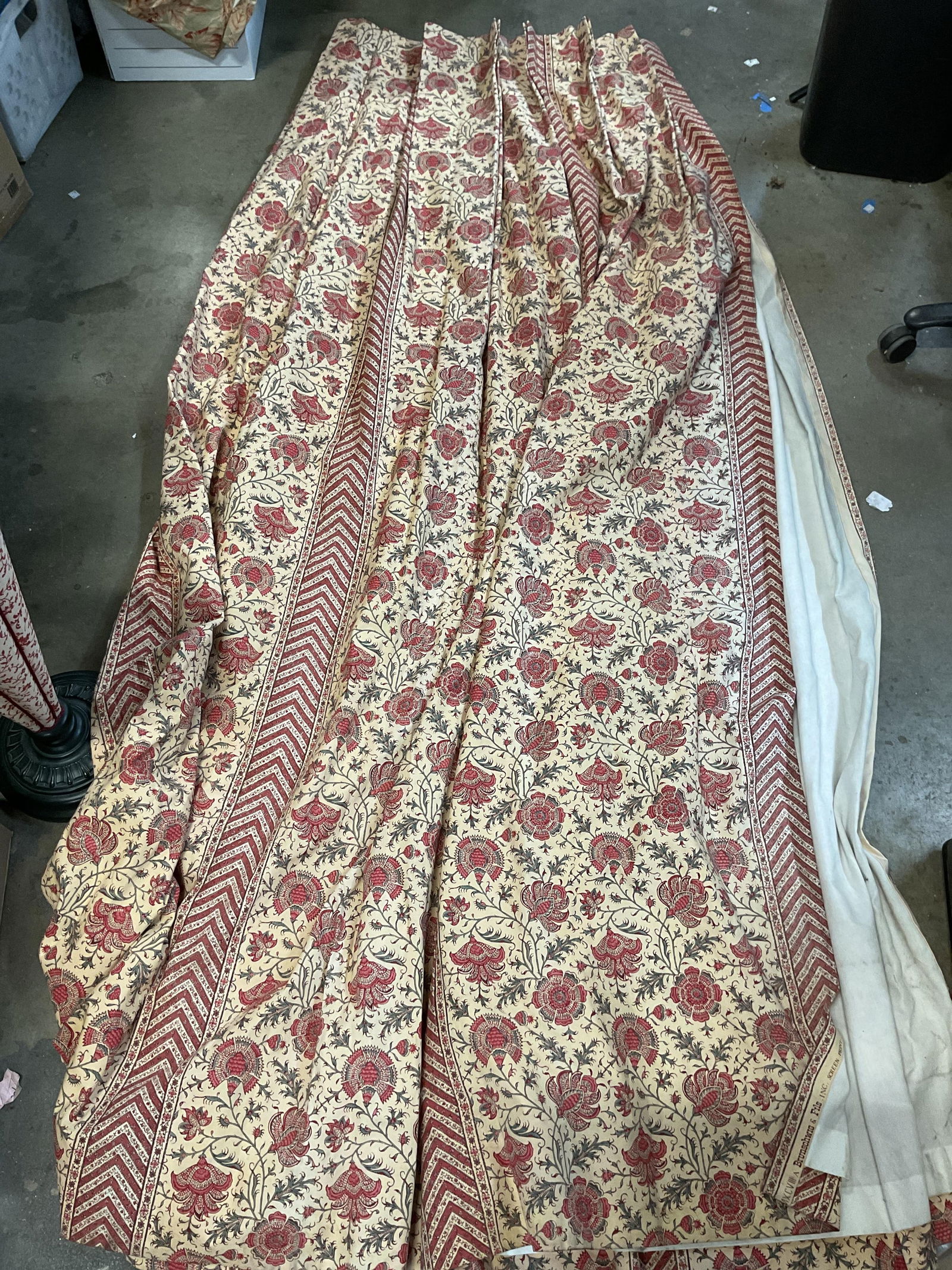 Pair Brunschwig & Fils Red Floral Drapes (1 of 8)