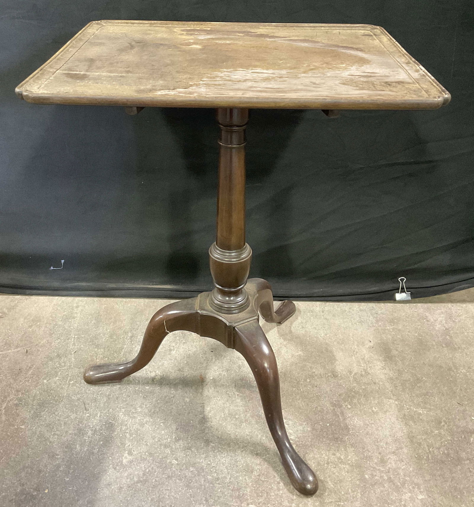 Vintage Square Top Tripod Leg Pedestal Side Table (1 of 7)