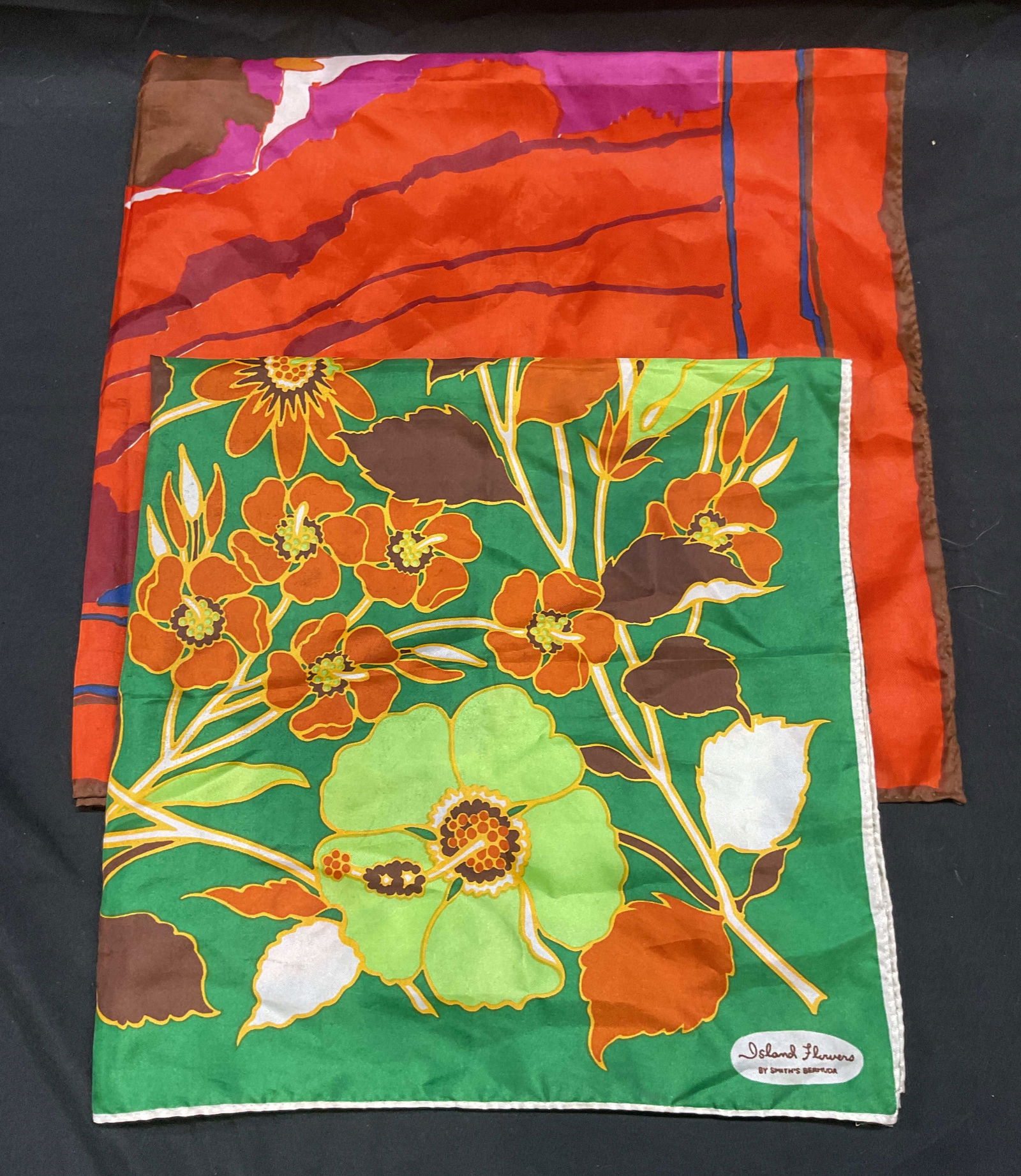 Lot 2 Smiths Bermuda Island Flowers Silk Scarf (1 of 6)