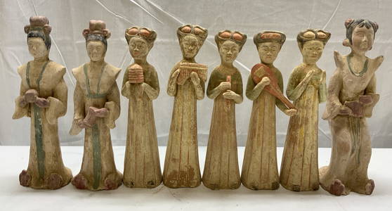 8 Terracotta Color Painted Chinese Figs. Circa1740