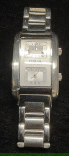 Fossil Arkitekt Stainless Steel Watch: Fossil Arkitekt stainless steel watch. Signed on dial. Approx 2.5 inches wide. Not tested for function. Some wear including scratching. Jewelry, estate jewelry, costume jewelry, cocktail jewelry, fash