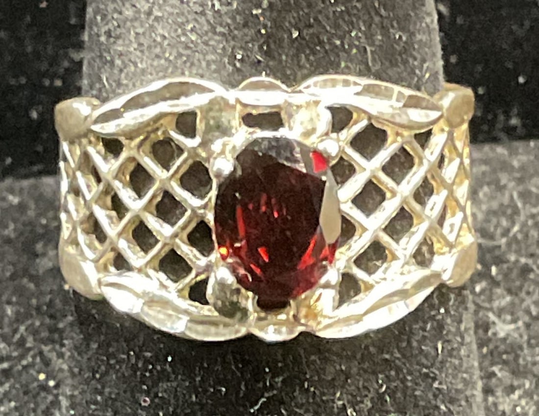 Signed Sterling Silver Semiprecious Stone Ring (1 of 6)