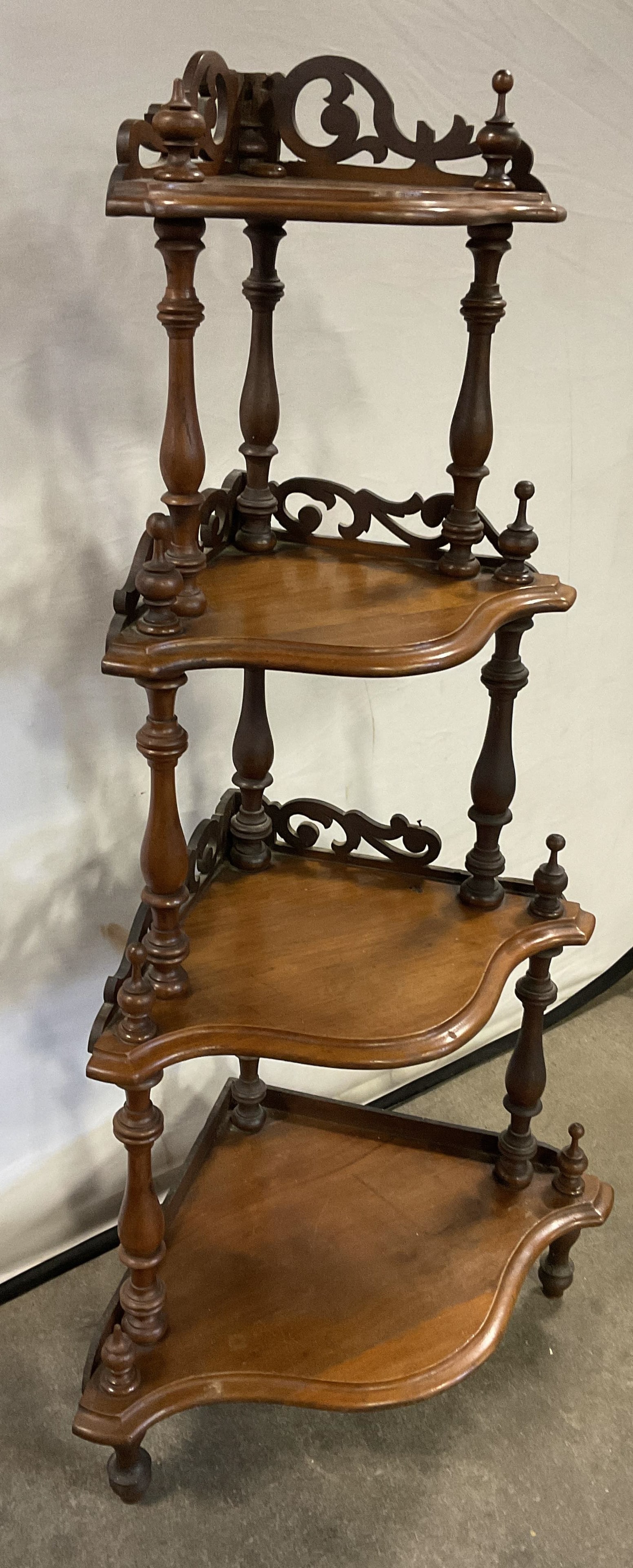Vtg Victorian Sty Tiered Carved Wood Display Stand (1 of 9)