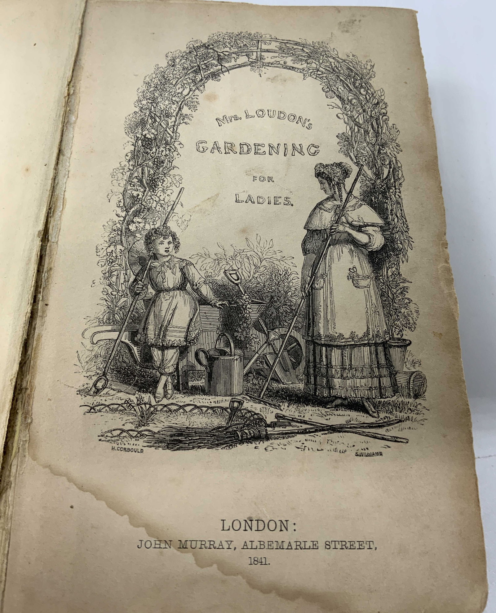 Antq Gardening For Ladies Illustr Book 1841 LOUDON: Antq Gardening For Ladies Illustr Book 1841 LOUDON Hardcover book by Mrs. Loudon. Second Edition. Published in 1841. Printed by Stewart & Murray Old Bailey. Book features images & descriptions of gard
