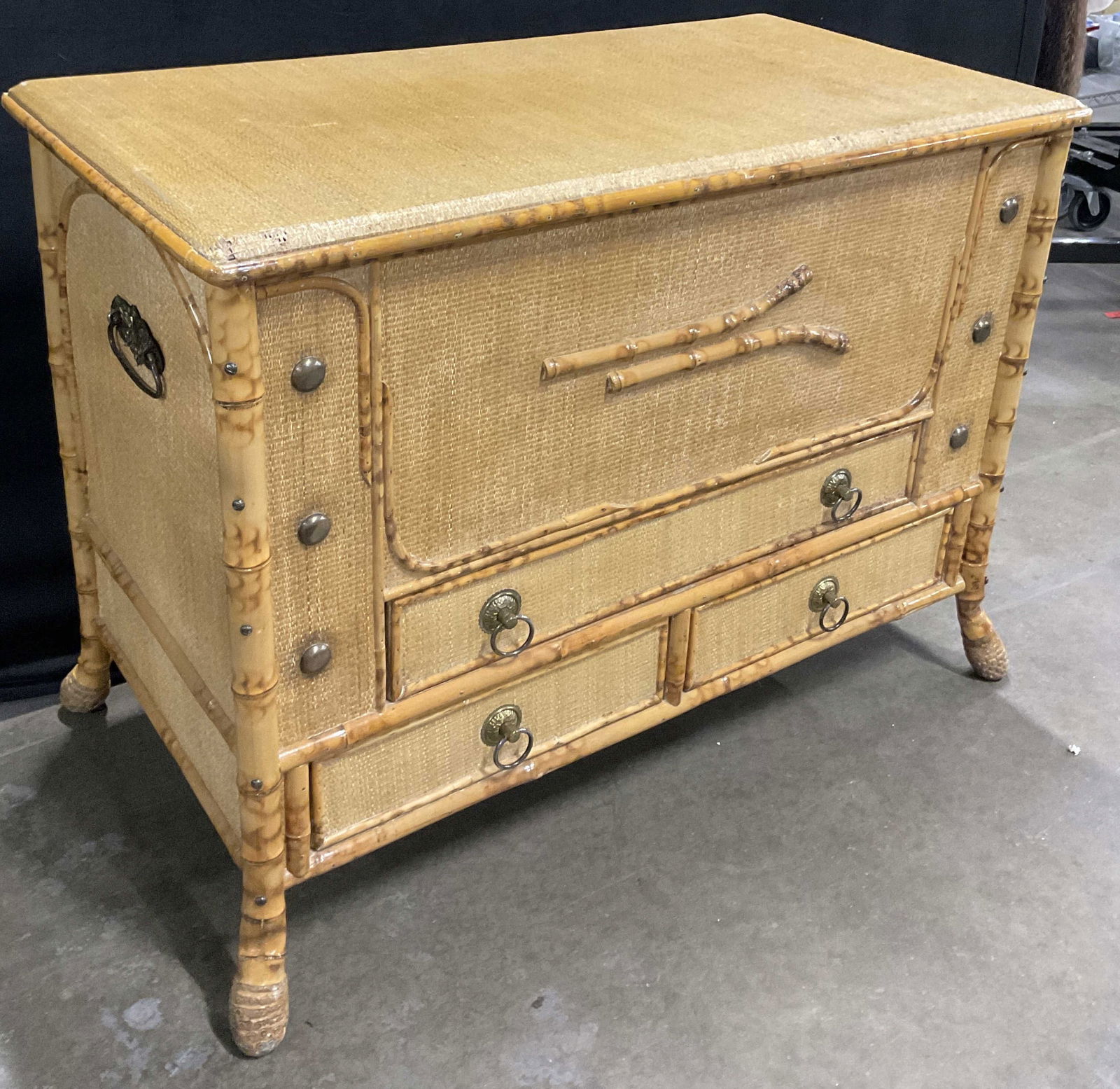 Vintage Woven Rattan & Bamboo Chest W/ Drawers (1 of 10)