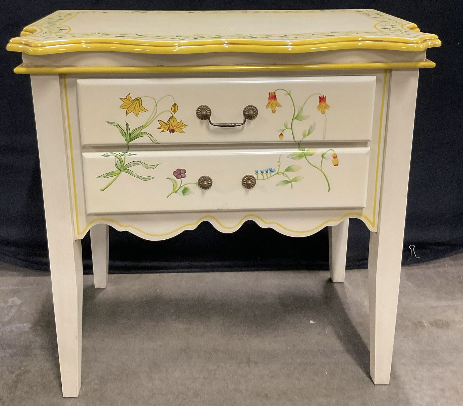 French Provincial Style Two Drawer Nightstand (1 of 8)