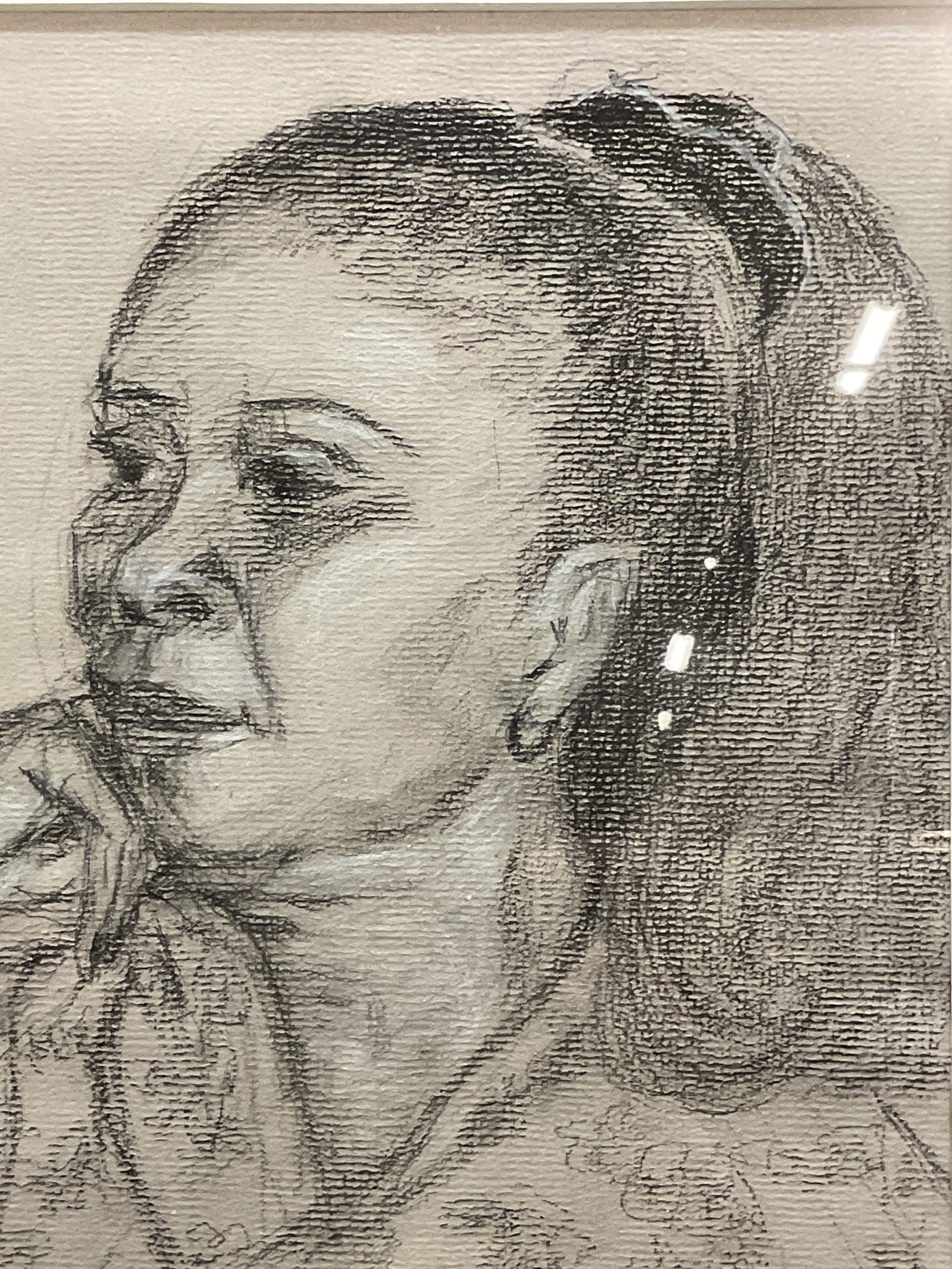 Framed Signed Portrait of a Woman Drawing (1 of 6)