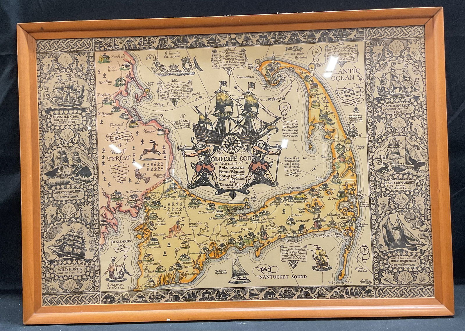 Framed Old Cape Cod Map Color Lithograph (1 of 6)