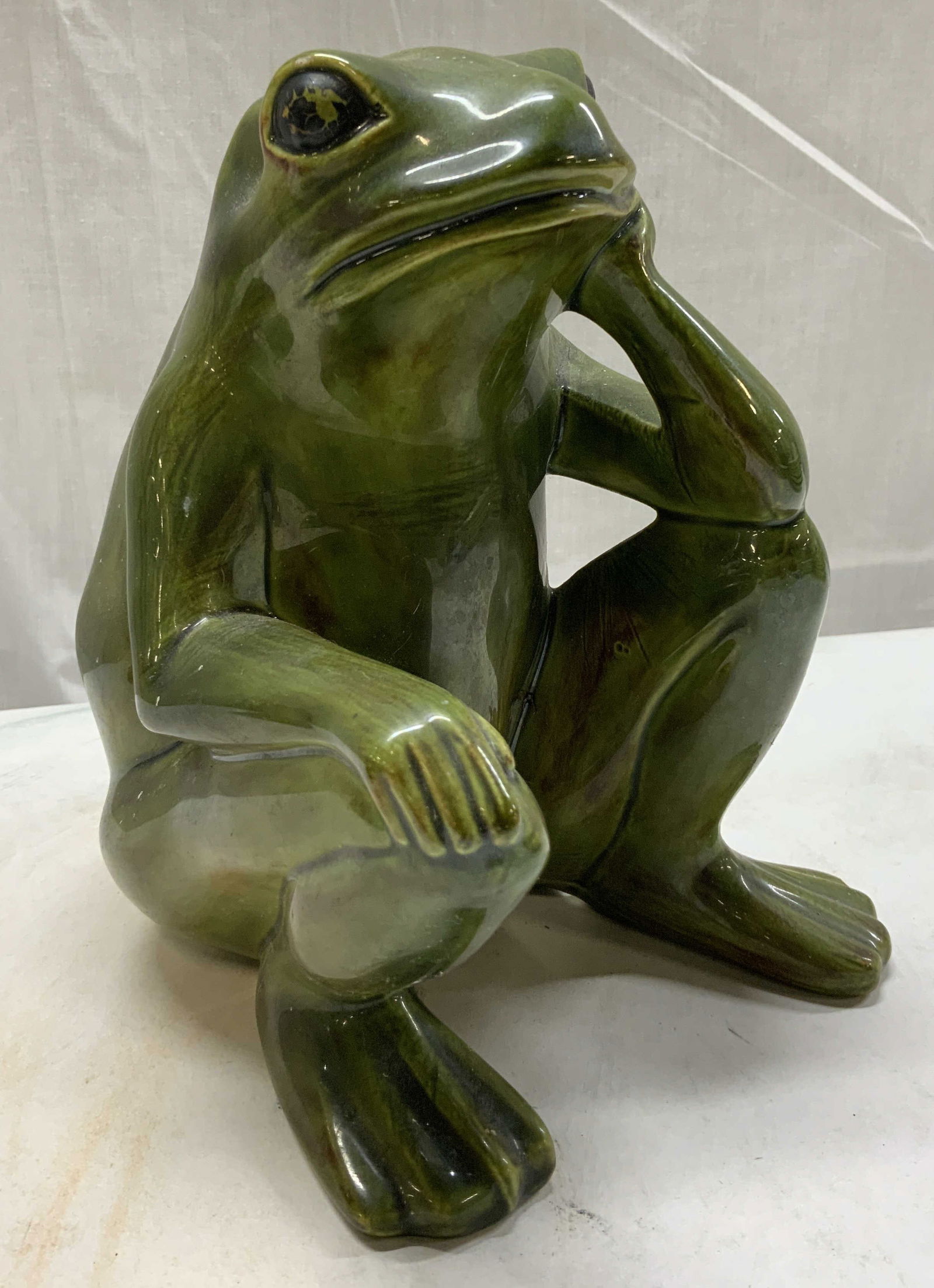 ARNEL Green Ceramic Thinking Frog Figurine (1 of 6)