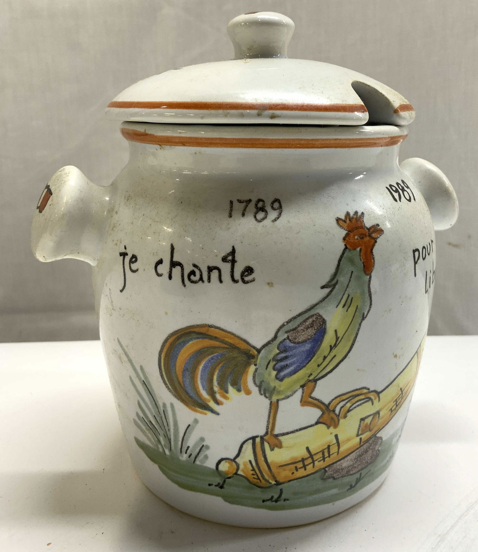Rooster Ceramic Condiment Jar W Lid FRANCE (1 of 7)
