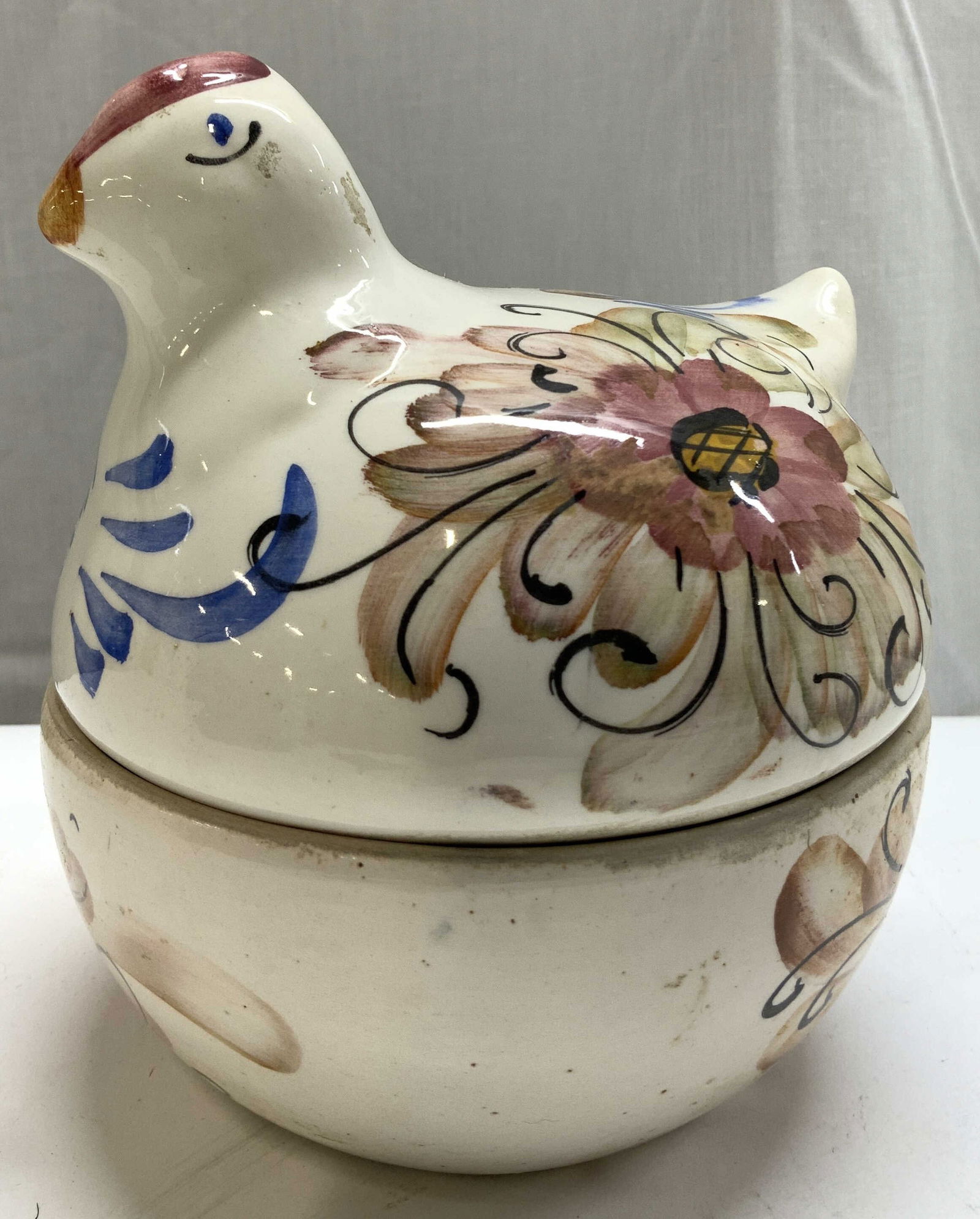 Floral Chicken Ceramic Jar W Lid (1 of 8)