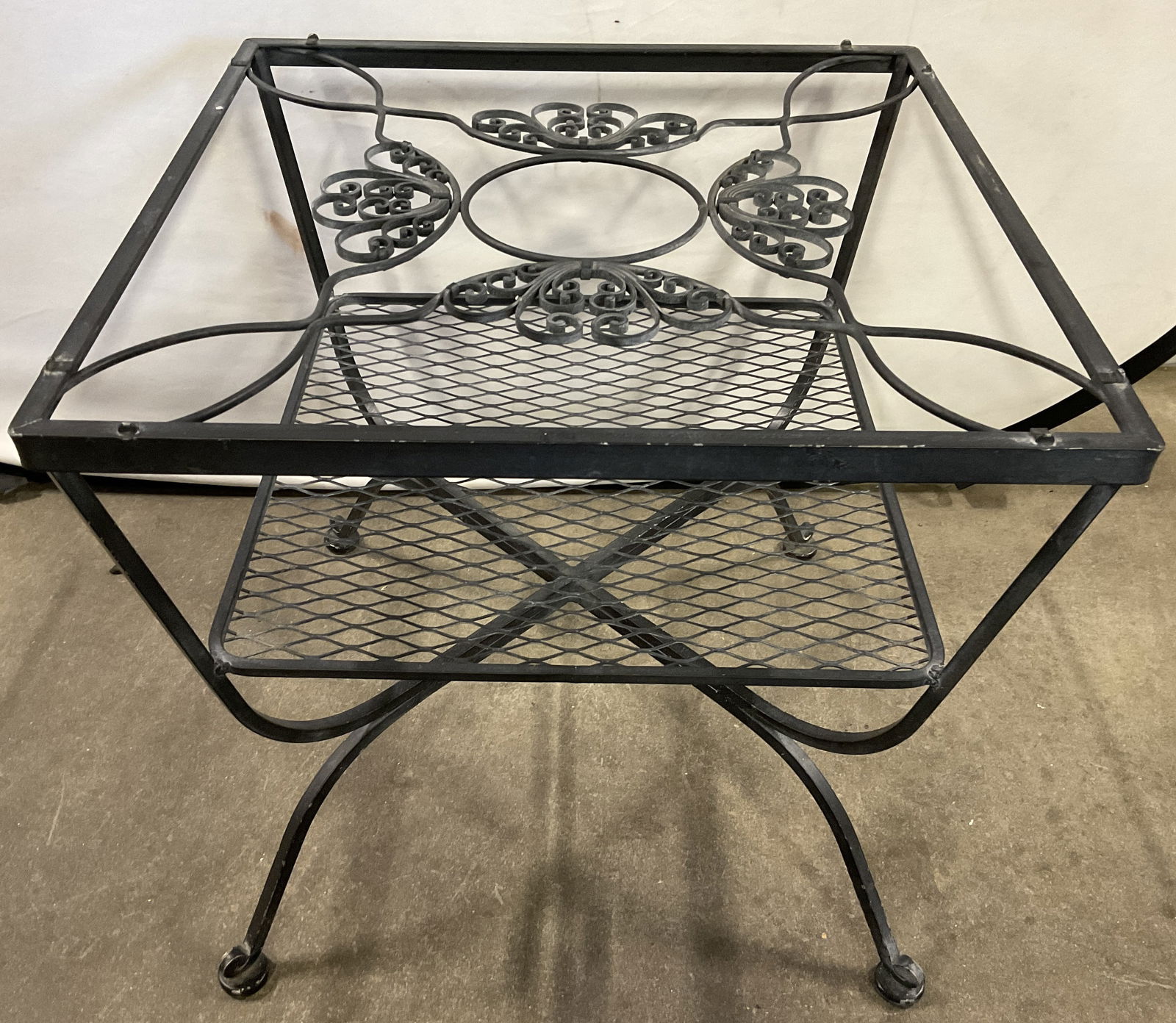 Vintage Scrolled Black Iron Outdoor Side Table (1 of 7)