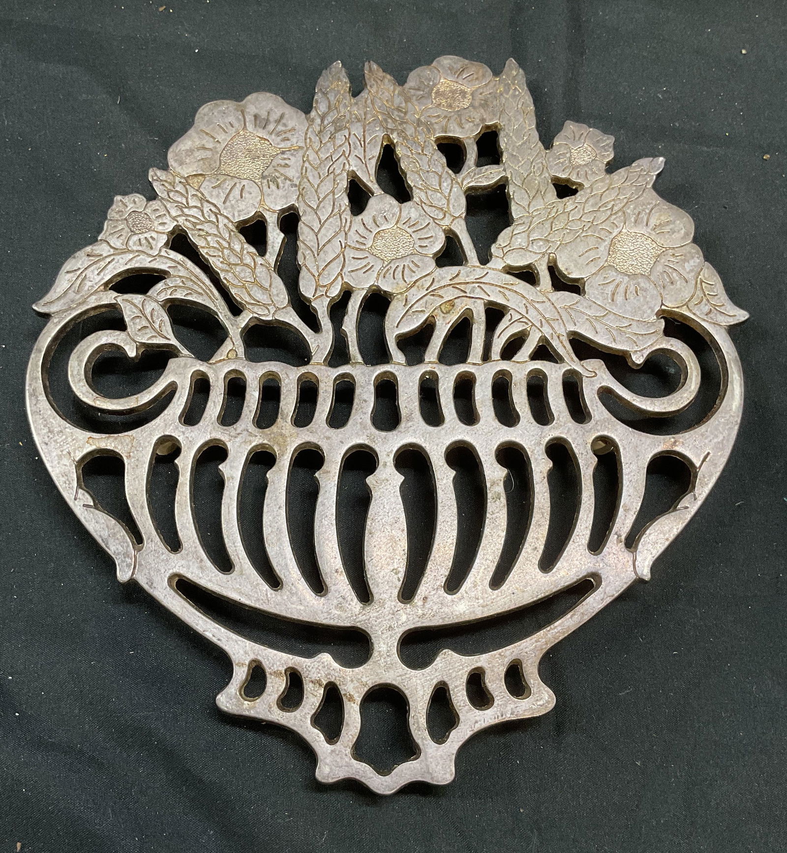 Piero Maestri Silver Plated Floral Trivet, Italy (1 of 9)