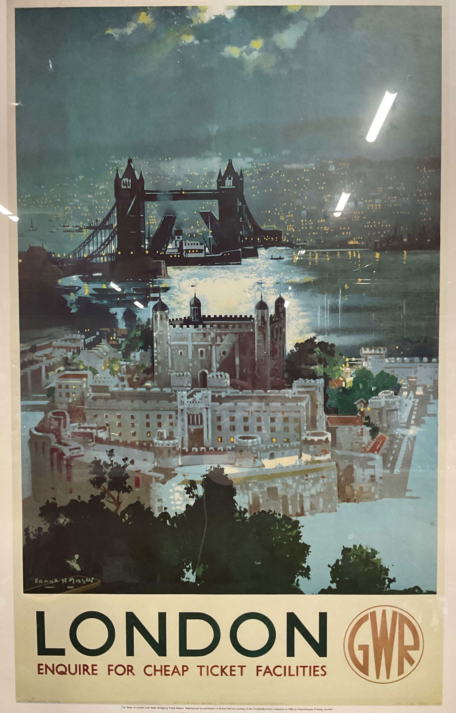 Framed Tower of London Bridge Litho Poster 34.75in (1 of 6)