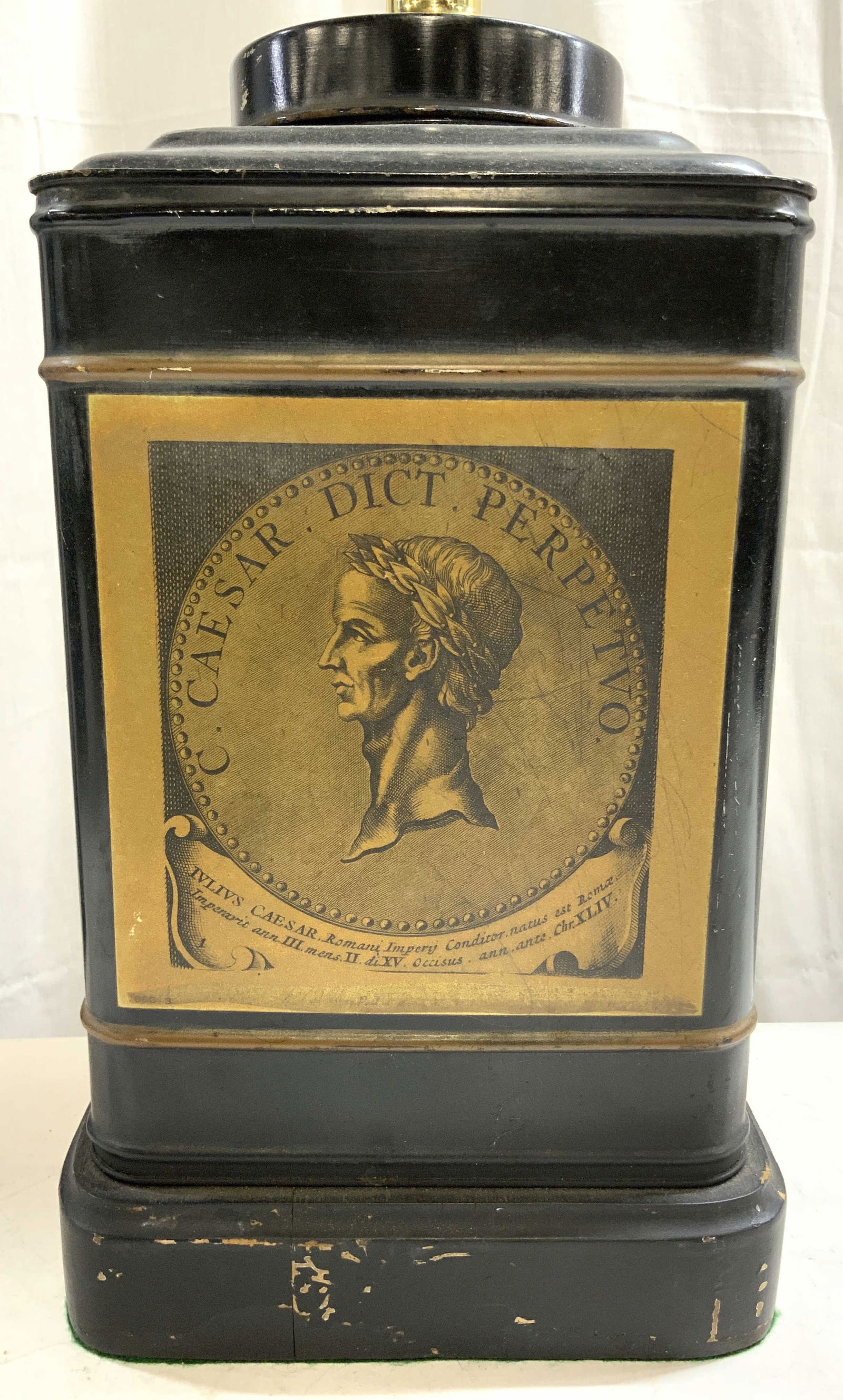 Vintage Tea Canister Mounted Lamp W Finial (1 of 8)