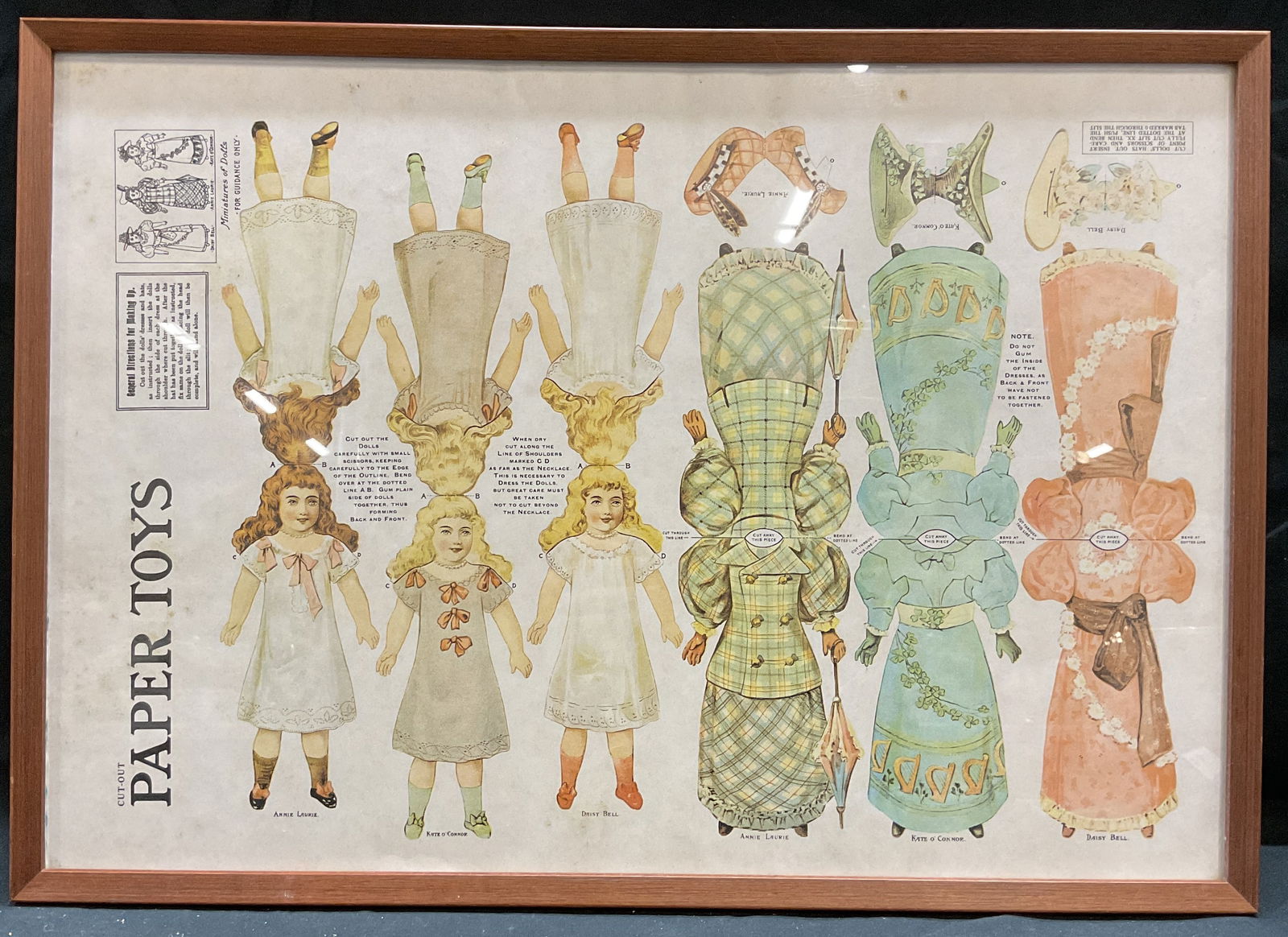 Framed Antq Cut Out Paper Dolls Toy Lithograph (1 of 6)