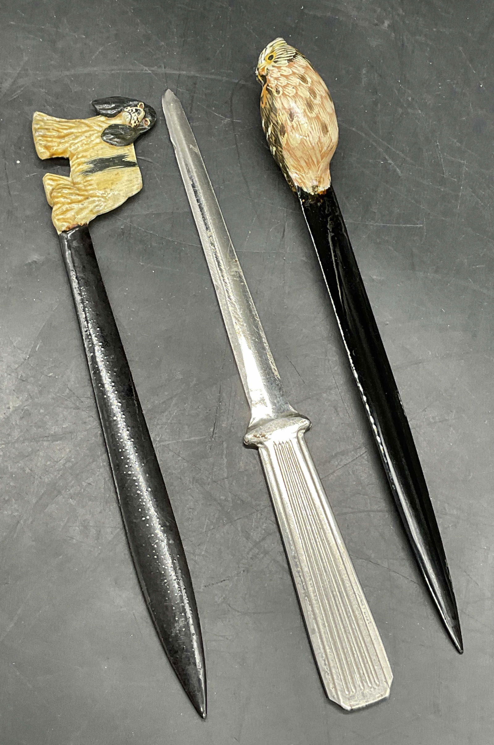Lot 3 Vintage Wood & Metal Letter Openers, Owl+ (1 of 8)