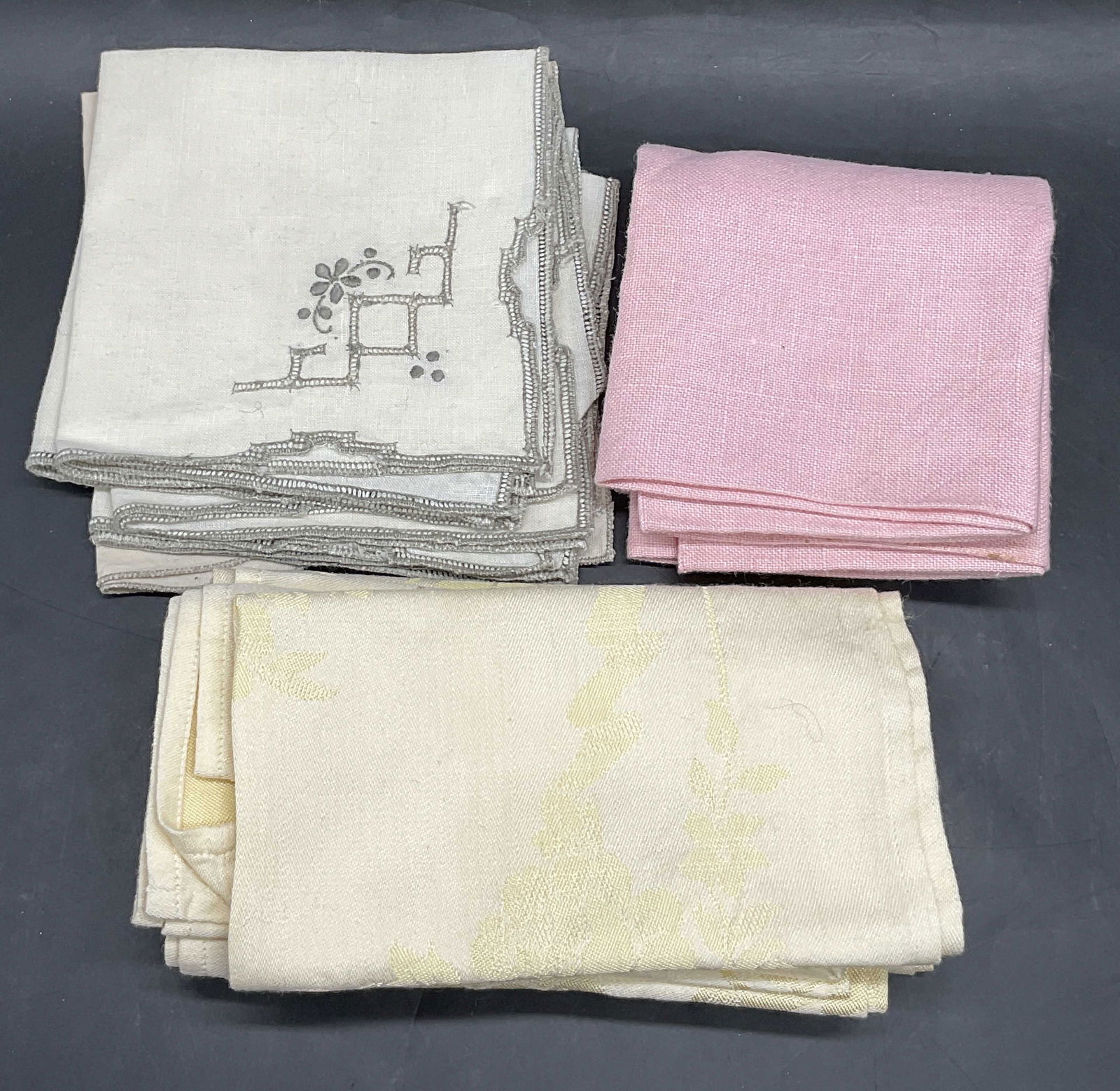 Lot 7 Vintage Fabric Table Napkins, Pink, Yellow + (1 of 6)