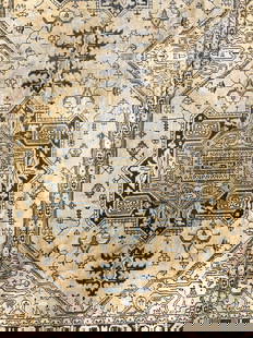 Vintage Handmade Oriental Wool Area Rug: Rug is handmade and wool. Piece is vintage. Rug appears to be oriental. Carpet has intricate multi toned floral motif and geometric detail. Rug measures approximately 100 inches long 51 inches wide. E