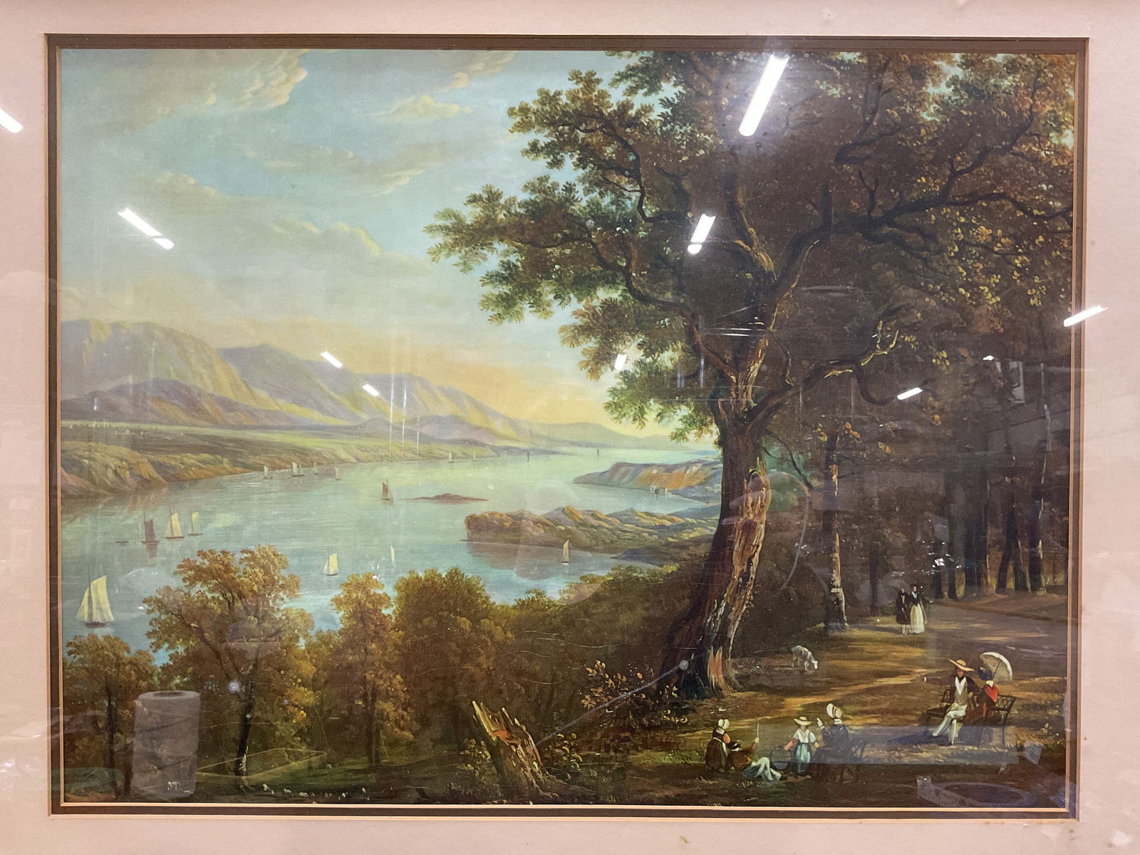 Framed Bartlett Hyde Park Hudson River Litho (1 of 6)