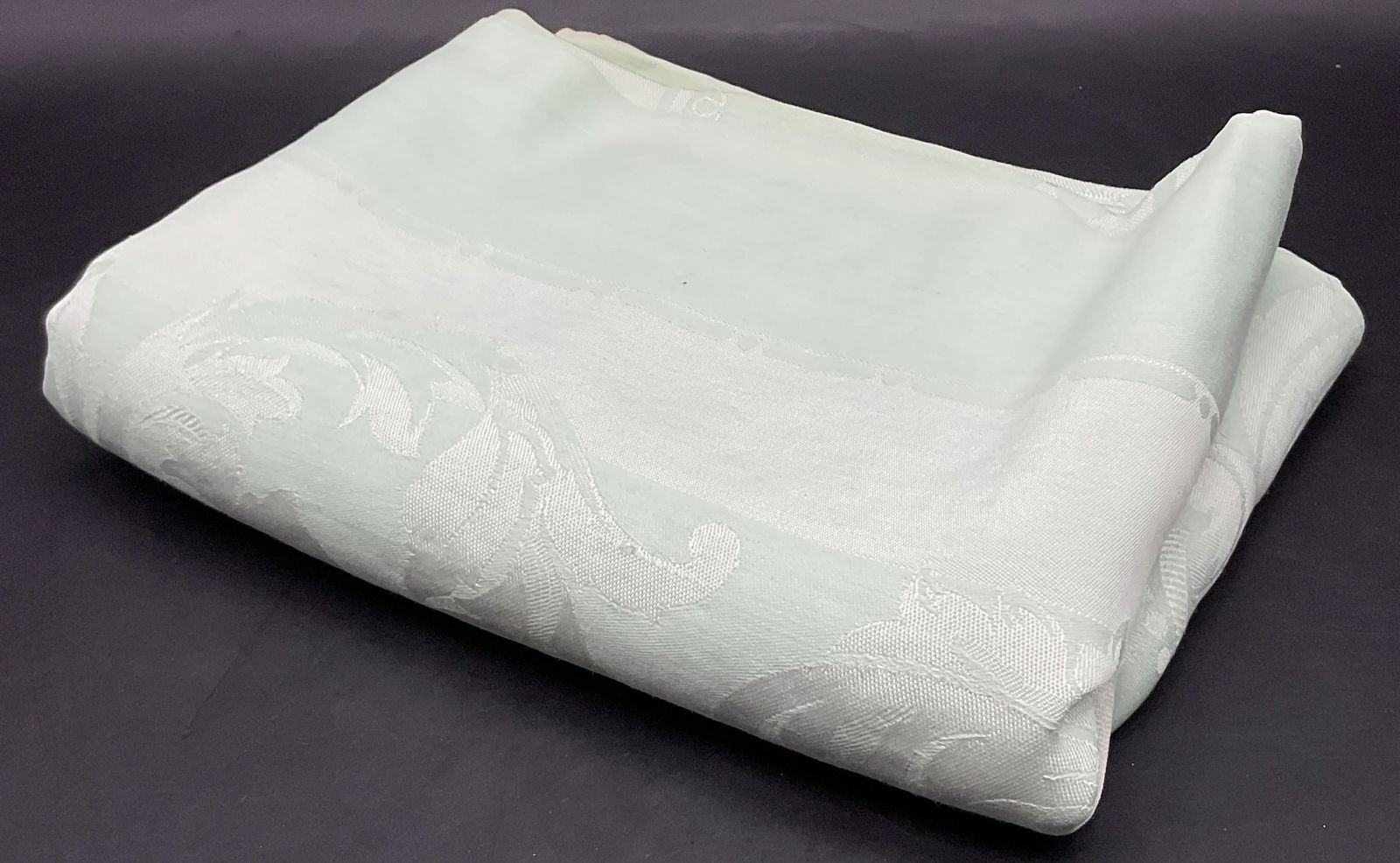 Vintage Mint Green Foliage Motif Fabric Tablecloth (1 of 7)