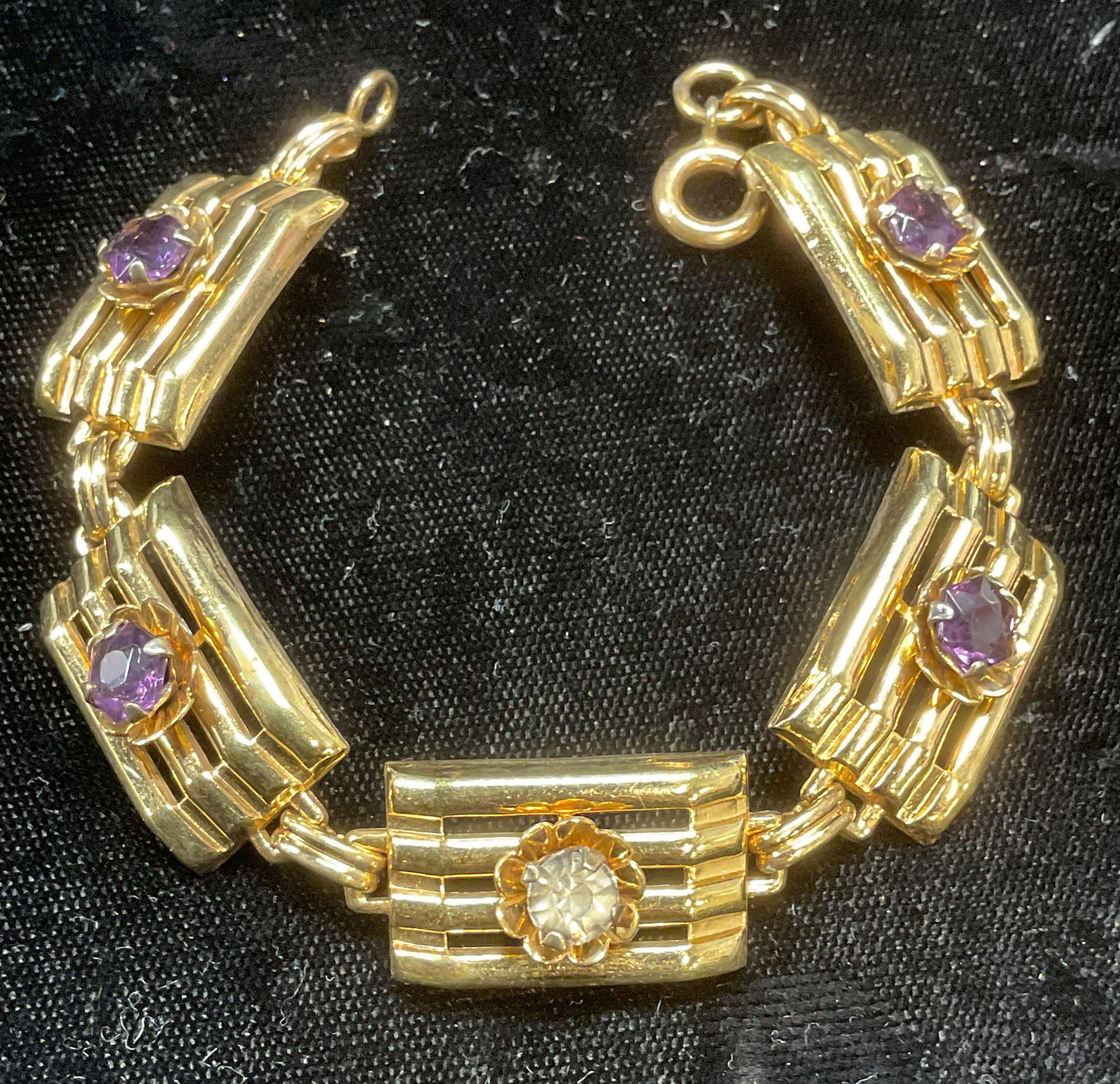 Vintage Signed HI Gold Filled Crystal Bracelet (1 of 6)