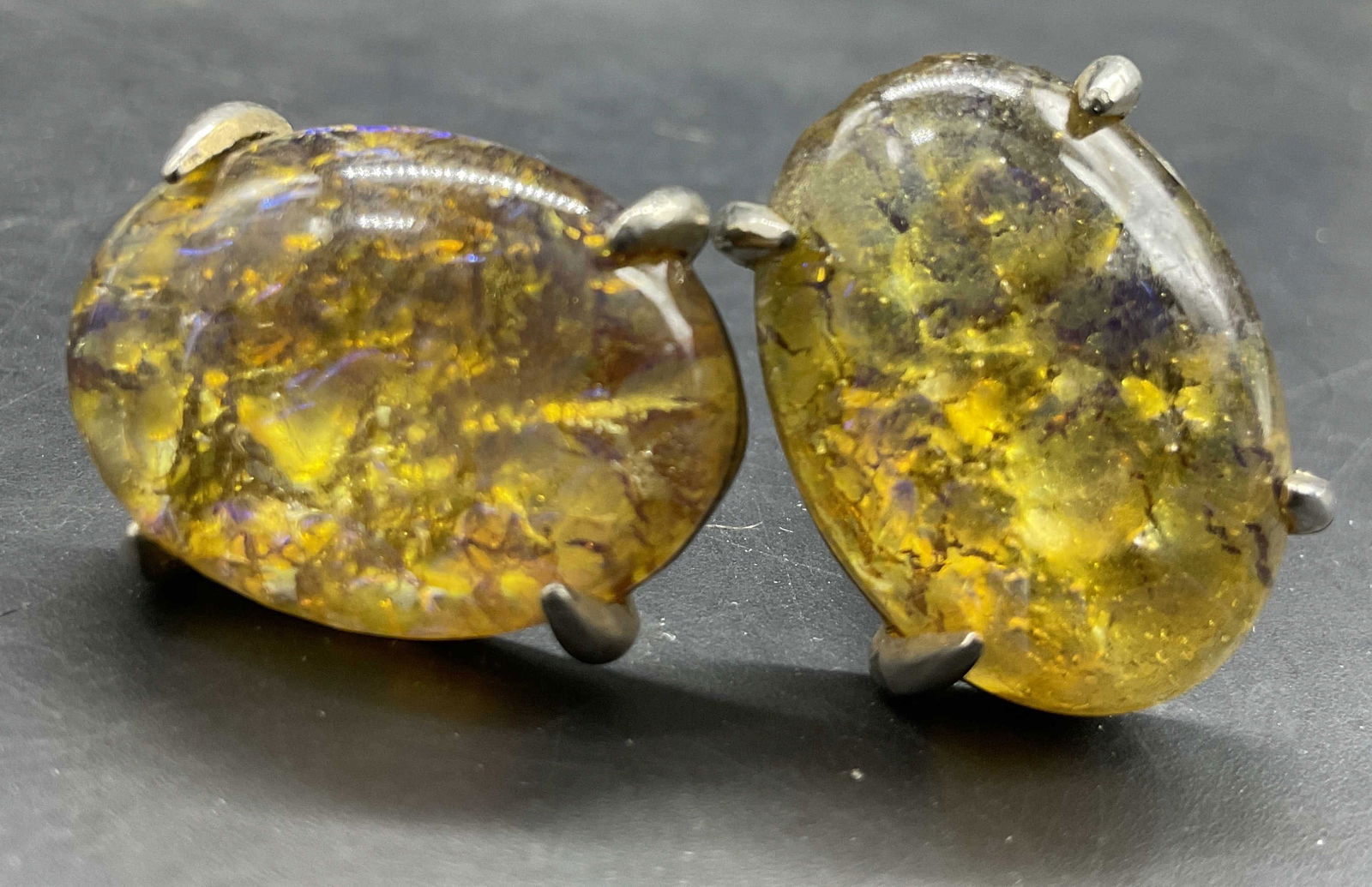 SWANK Vintage Glitter Confetti Cabochon Cuff Links (1 of 6)