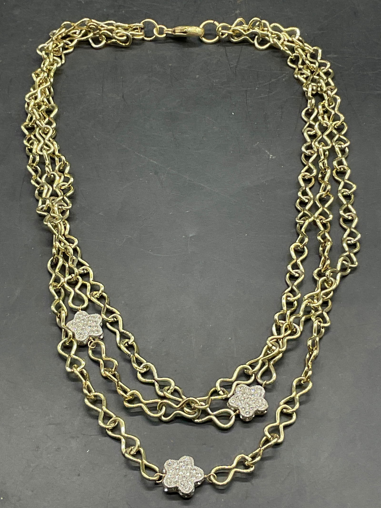 Sterling Silver Clsp Crystal Floral Chain Necklace (1 of 8)