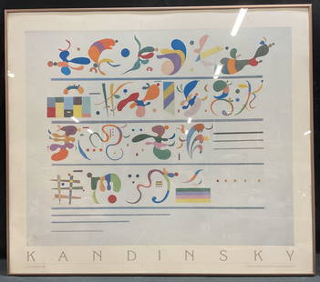 Framed Kandinsky Phillips Collection Lithograph: Framed lithograph. Wassily Kandinsky, Succession, 1935. Abstract composition. The Phillips Collection, Washington DC. Metal fame, not examined out of frame. Frame measures approx 27.5 x 31.5 inches. S