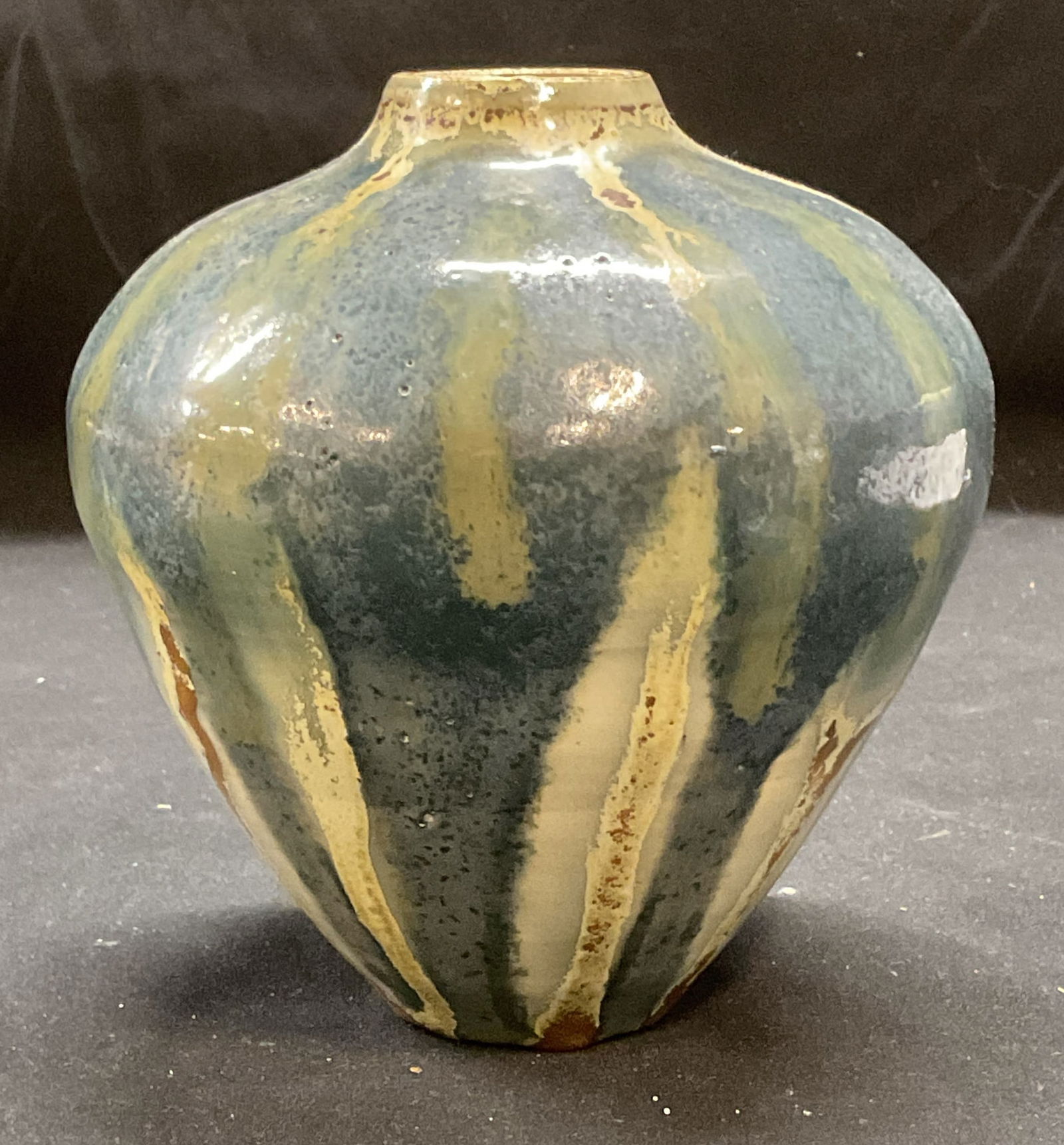 Signed Vintage Blue Green Ceramic Vase (1 of 6)