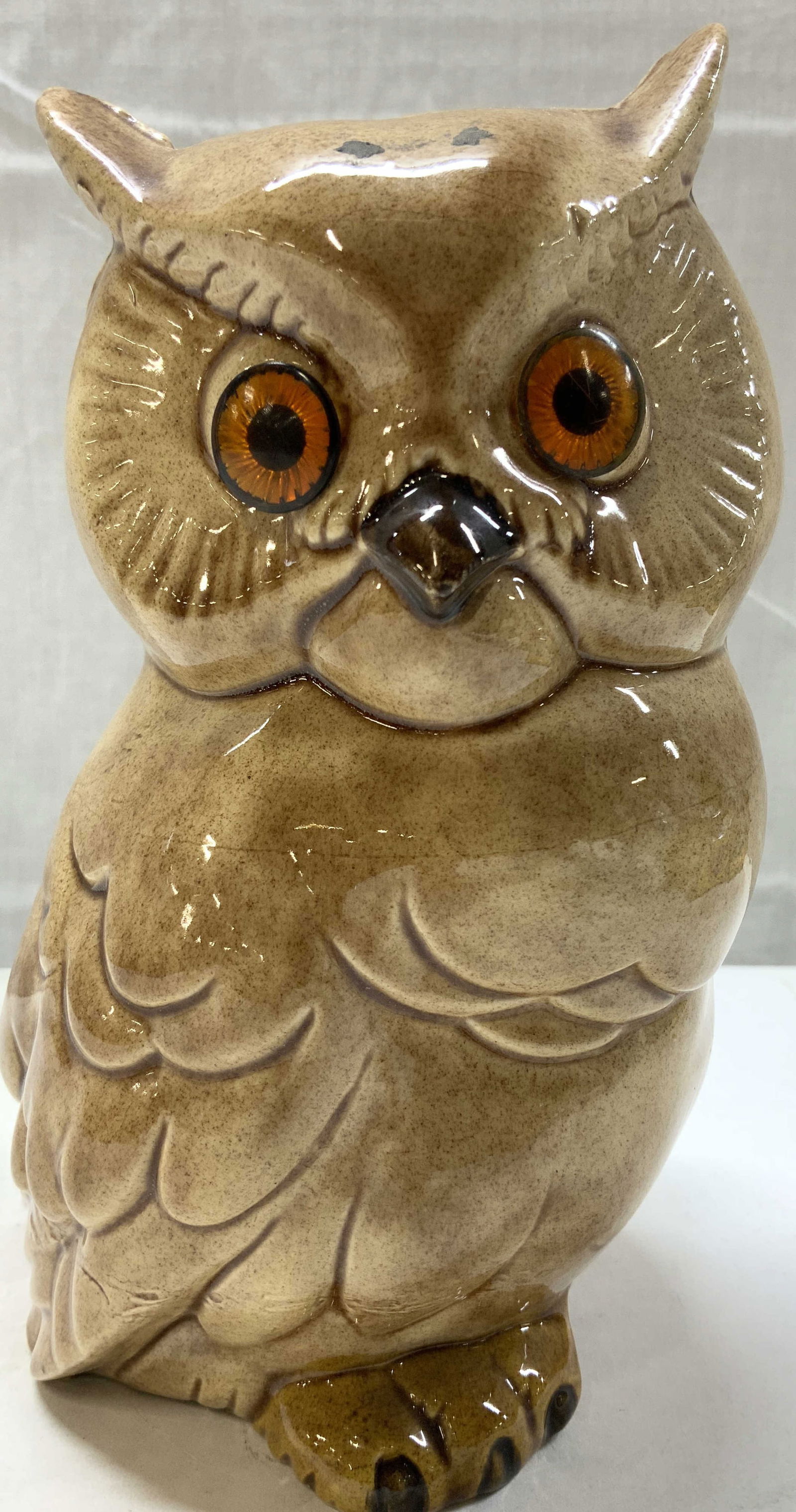 Vintage Ceramic Brown Owl Coin Bank (1 of 8)