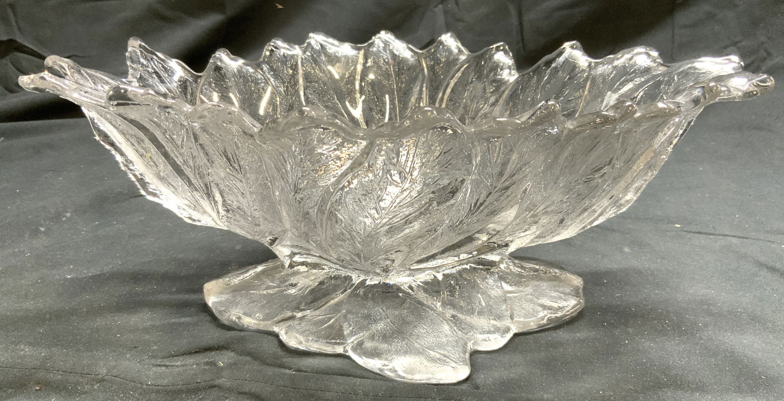 Vintage Footed Art Glass Leaf Bowl Vessel (1 of 7)