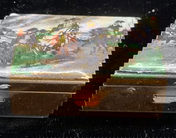 Vtg Schildkraut Enamel Equestrian Pill Box