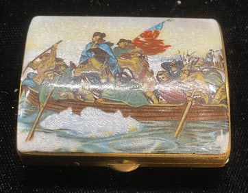 Vtg Schildkraut Cloisonne Washington Pill Box