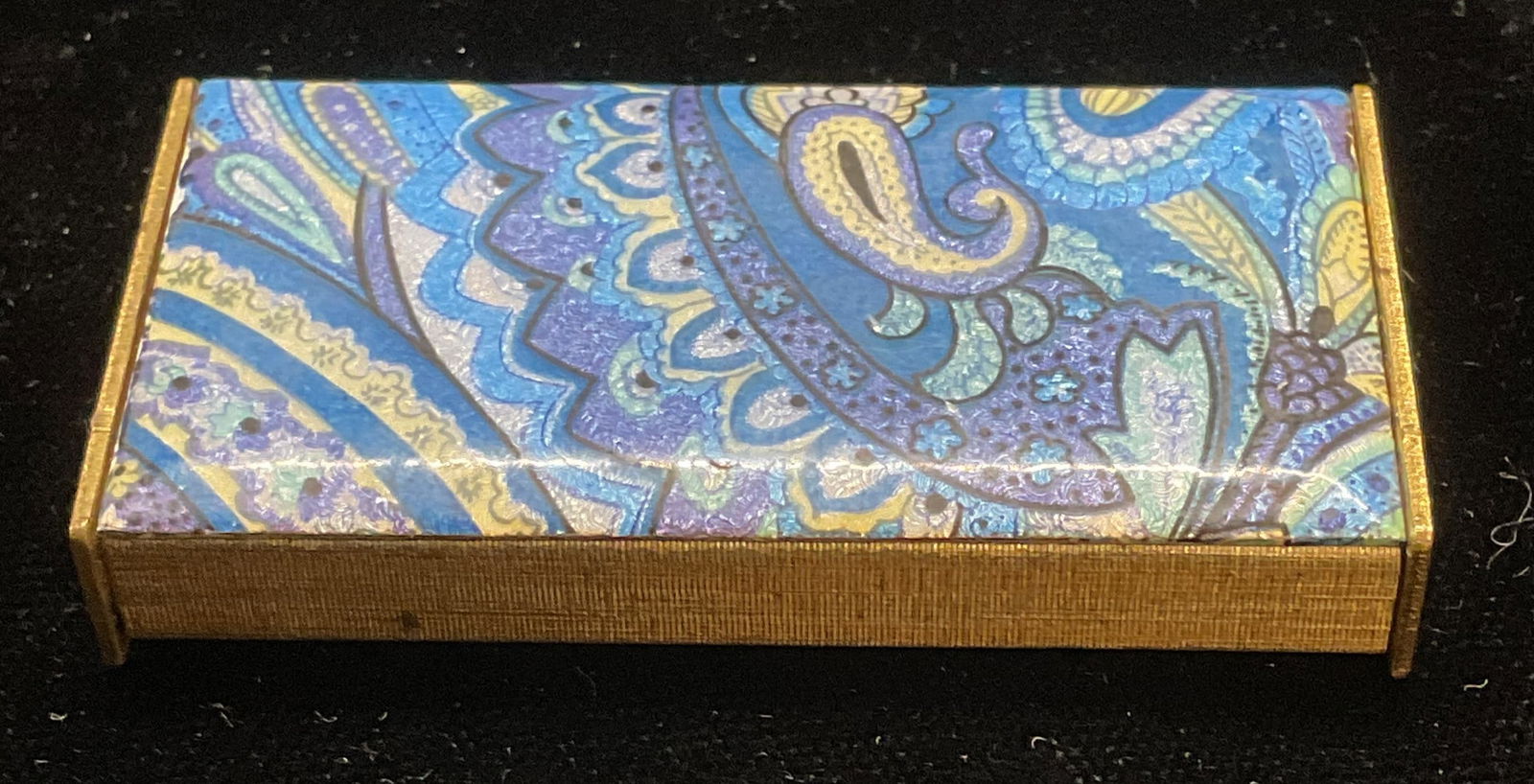 Vtg Gold Tone Enamel Paisley Trinket Box (1 of 6)