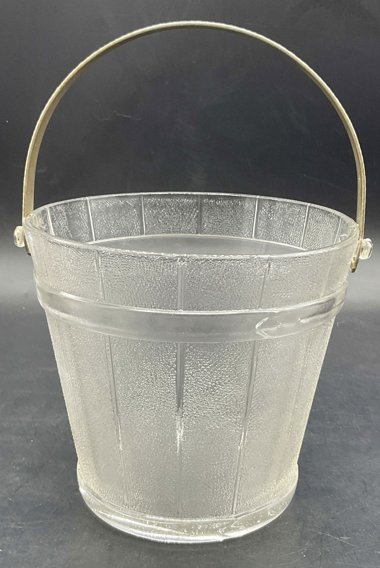 Vintage Textured Glass Ice Bucket W/ Metal Handle (1 of 8)