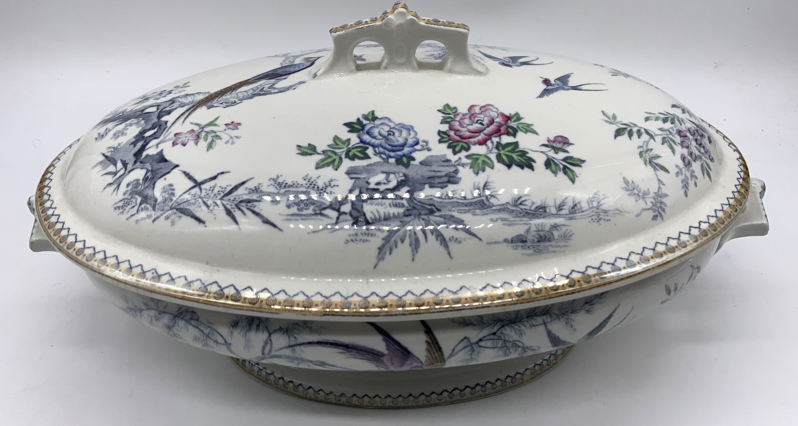 Parisian Granite Chinese Pheasant Tureen ENGLAND (1 of 7)