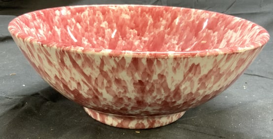 Gerald Henn Pottery Rose Spongeware Porc Serv Bowl