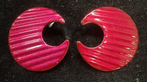 Vintage Purple Enamel Crescent Earrings