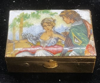 Vtg Schildkraut Enamel Couple Contact Lens Case