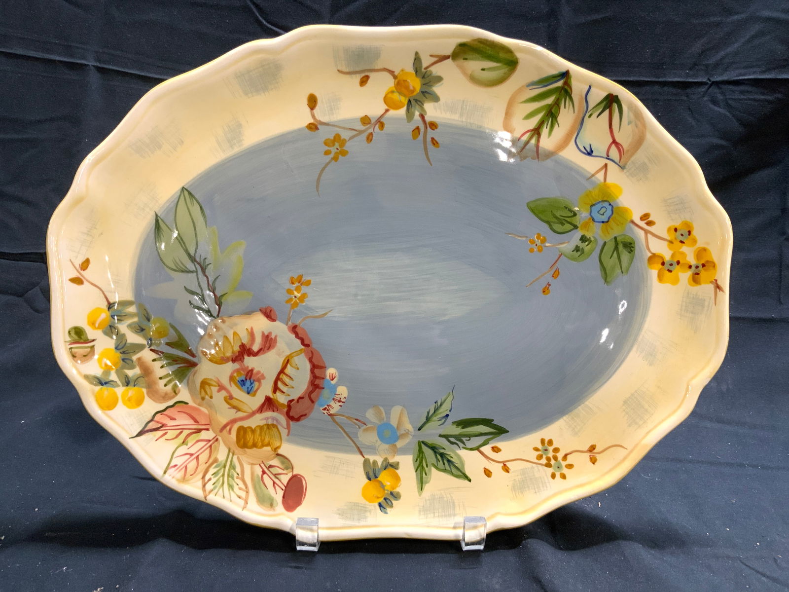 TRACY PORTER Hand Painted Floral Porc Serv Dish (1 of 6)