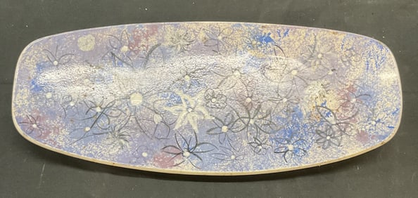 MCM Vtg Hand Painted Ceramic Floral Platter 1968