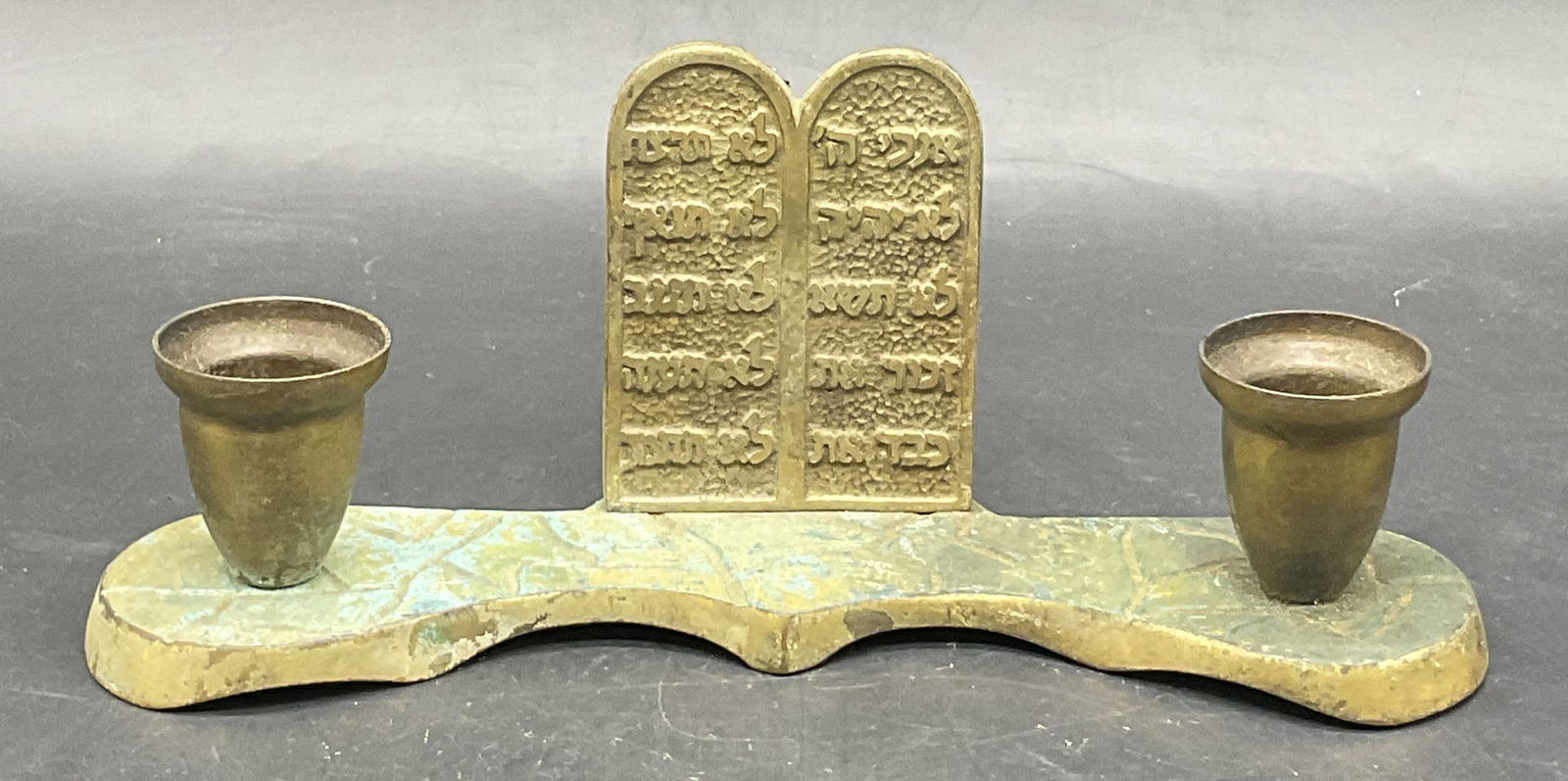 Vintage Brass Ten Commandments Candle Holder (1 of 7)