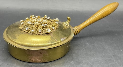 CORONET Vtg Brass Tn Metal Bejeweled Silent Butler
