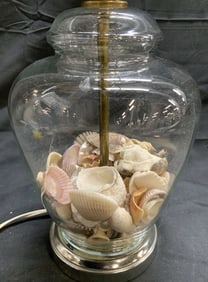 Art Glass Table Lamp W Seashells