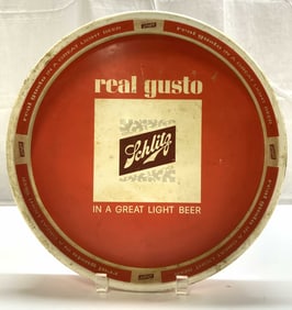 SCHLITZ Vintage Circular Metal Serving Tray