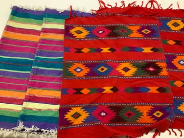 2 Pairs Table Placemats, Stripe + Southwestern
