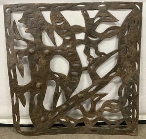 Vintage Cut Metal Figural & Birds Wall Panel
